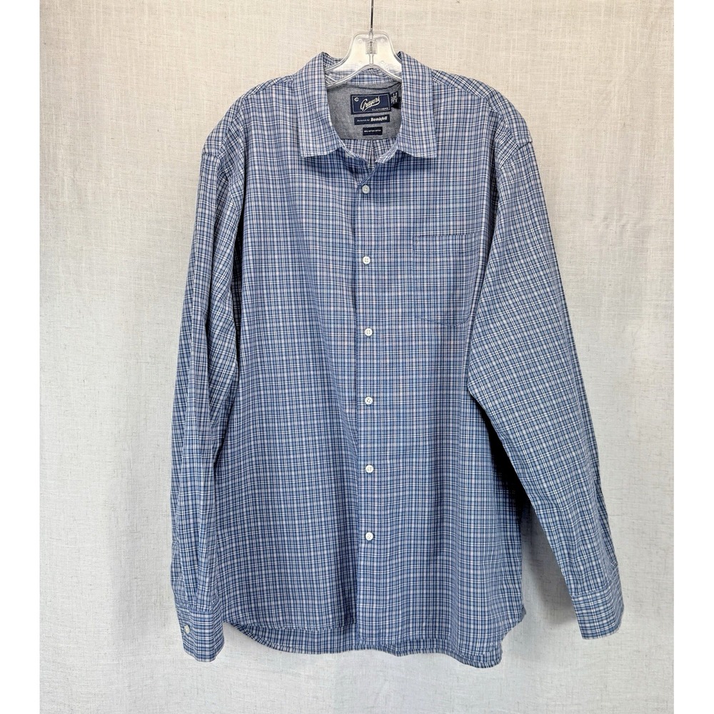Grayers Button Down Shirt Mens XXL Blue Plaid Cotton Bombfell Casual Preppy